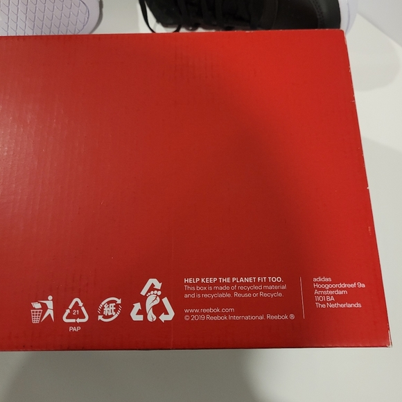 NWB NWT Reebok Court Double Mix Women's Black Leather Shoes White Soles 6.5 - Picture 15 of 15